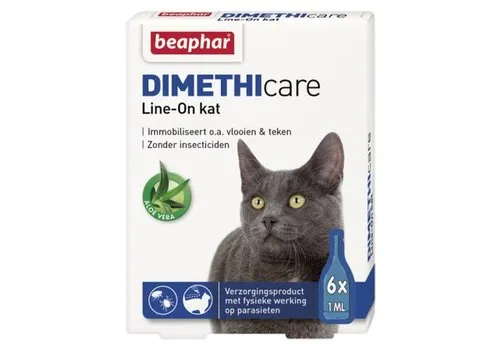 Beaphar DIMETHIcare Line-On Kat 6 pipetten | Tegen vlooien en teken zonder insecticiden
