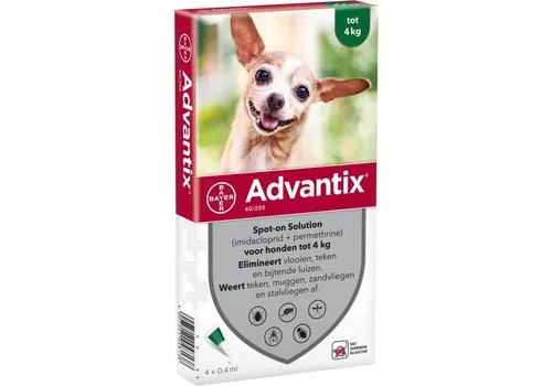 Bayer Advantix Spot On Hond tegen Vlooien en Teken 4 pipetten