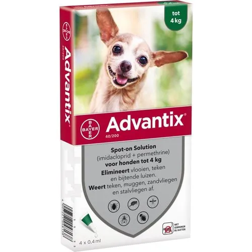 Bayer Advantix Spot On Hond tegen Vlooien en Teken 4 pipetten