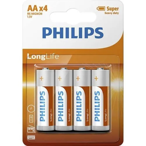 Philips Longlife AA R6 batterijen 4 stuks