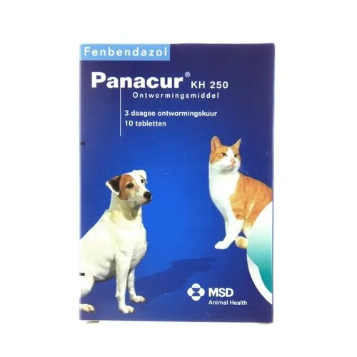 Panacur Ontwormingstabletten hond en kat 250 mg tegen spoelwormen, haakwormen, zweepwormen en lintwormen | 10 tabletten
