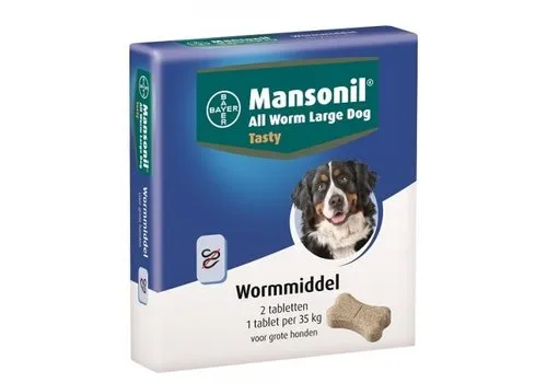 Mansonil All Worm Ontwormingstabletten Hond | 2 Deelbare Tabletten tegen Darmwormen