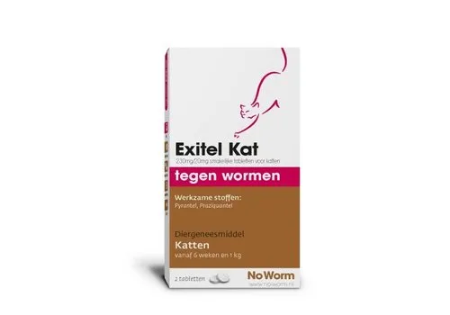 Exitel kat Ontwormingstabletten Kat vanaf 1 kg | 2 Tabletten | Tegen Spoel- en Lintwormen