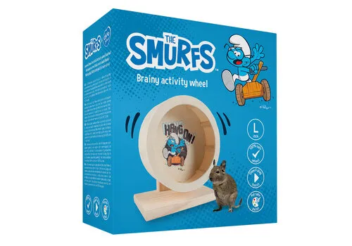 Duvo+ Smurfs Houten looprad 29 cm voor kleine knaagdieren