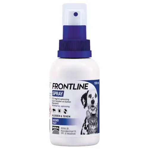 Frontline Vlooienspray Hond en Kat 100 ml | Fipronil 2,5 mg/ml | Tegen Vlooien en Teken bij Honden
