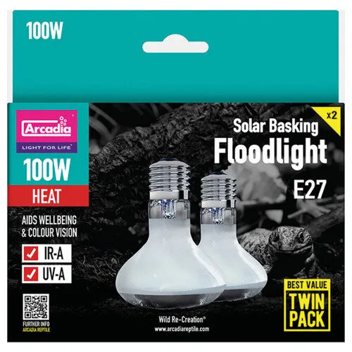 Arcadia Solar Basking Floodlight 100W Twin Pack
