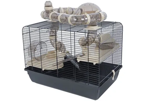 Interzoo Hamsterkooi Galaxy met terras zwart