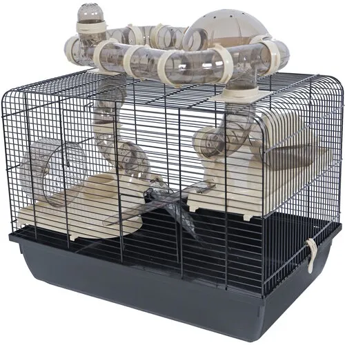Interzoo Hamsterkooi Galaxy met terras zwart