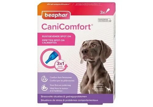 Beaphar CaniComfort Spot-On 3 x 1 ml | Rustgevende feromonen tegen stress en onrust bij honden | 3 weken
