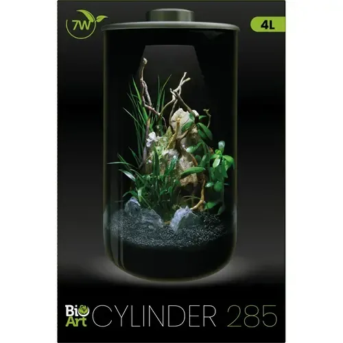 BIOART Glazen plantencilinder 285 zwart met LED