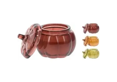 Junai.nl Kaars in glas pompoen met deksel 8,5 cm