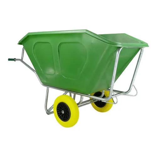 Fort Kruiwagen F&S 500 Liter Groen Met 2 Anti-Lek Banden