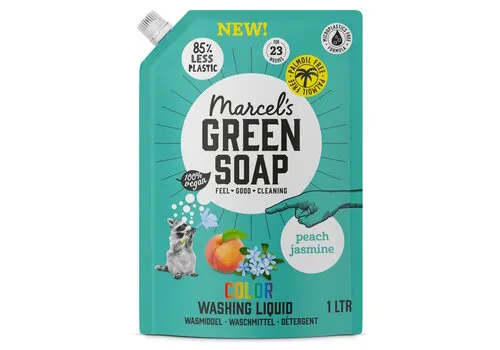 Marcel's Green Soap Wasmiddel Kleur Perzik En Jasmijn 1000 ML Navulling