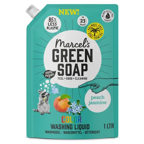 Marcel's Green Soap Wasmiddel Kleur Perzik En Jasmijn 1000 ML Navulling