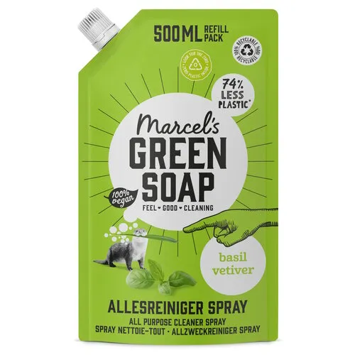 Marcel's Green Soap Allesreiniger Spray Basilicum En Vertivert Gras Navulling 500 ML