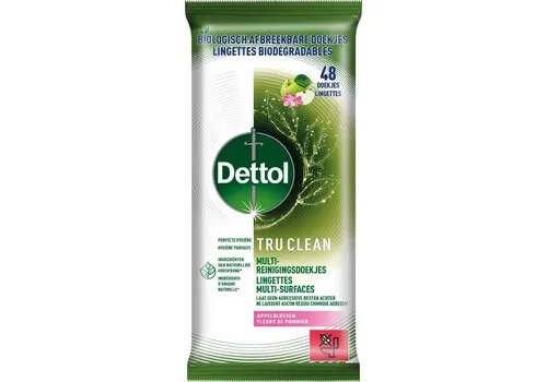 Dettol Tru Clean Appelbloesem Doekjes 48 Stuks