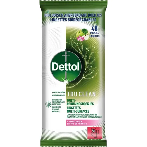 Dettol Tru Clean Appelbloesem Doekjes 48 Stuks