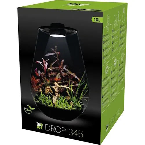 BIOART Drop 345 Zwart glazen terrarium met LED