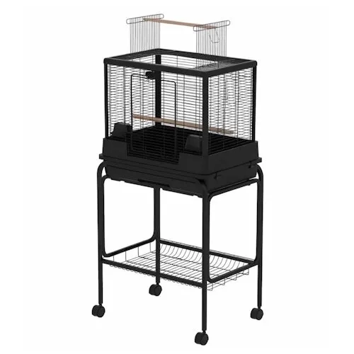 @Pet Vogelkooi Ceasar L zwart met Standaard