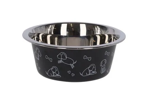 Kerbl Voederbak RVS zwart met motief