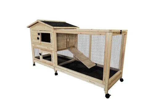 Duvo+ Woodland konijnenhok met wielen Hoppy pinus Houtkleurig