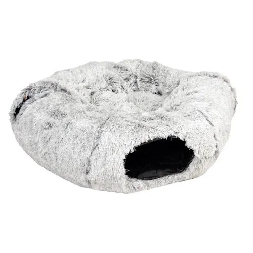 Duvo+ Snug kattentunnel & donutbed 80x80x25cm lichtgrijs