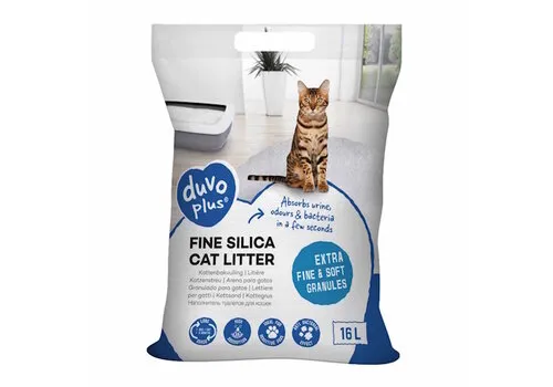 Duvo+ Premium fijne Silica kattenbakvulling 16L - 0,5-2MM