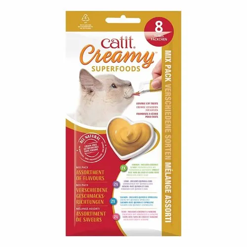 Cat It CA Creamy Superfood Traktaties - diverse smaken - 4x10 g of 8x10 g