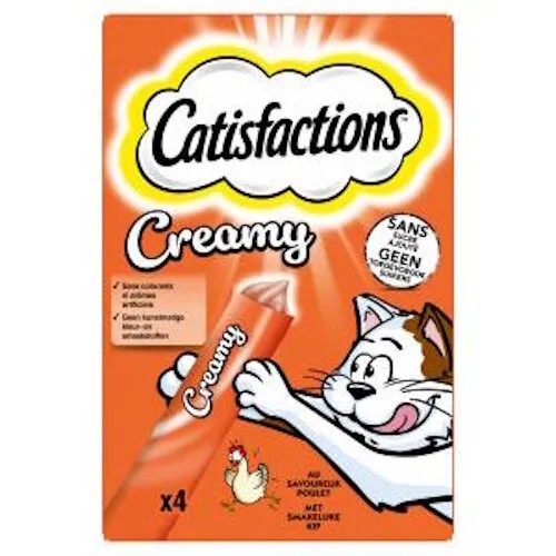 Catisfactions Creamy kattensnack – 4×10 g (Kip & Zalm)