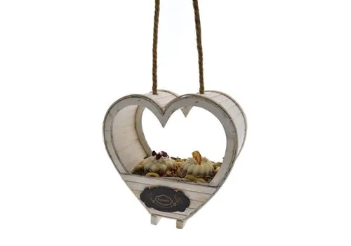 Tweetfeed Vogeltaart hangend hart hout – 25 × 25 × 10 cm