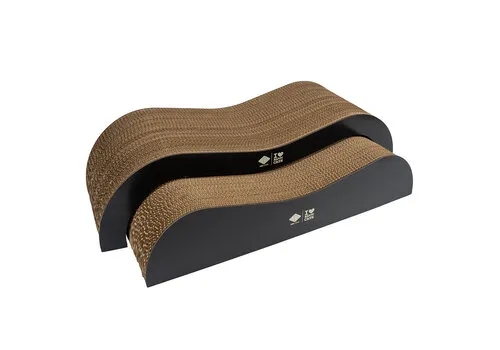 D&D Home Kartonnen Krablounge ARCHIE – 2 stuks – 75 × 18,5 × 25 cm – Bruin/Zwart & Bruin/Beige