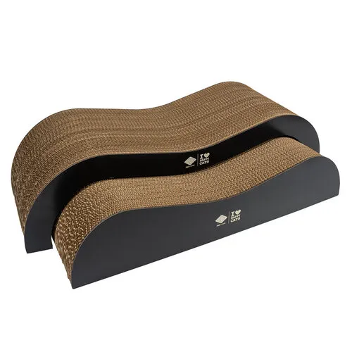 D&D Home Kartonnen Krablounge ARCHIE – 2 stuks – 75 × 18,5 × 25 cm – Bruin/Zwart & Bruin/Beige
