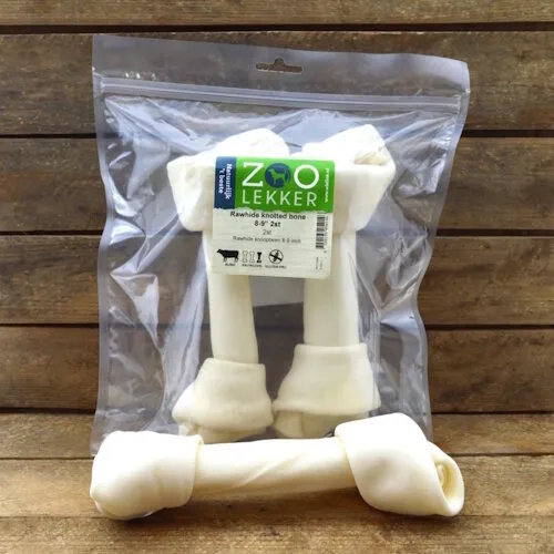 Zoolekker Rawhide knotted bone hondensnack 8-9 inch - 2 stuks