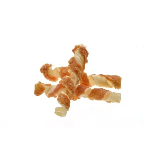 Zoolekker Rawhide Spiral wit met kip 18cm bulk