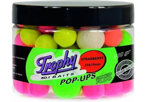 Trophy Baits Pop-Up Boilies Strawberry 10/15MM 70g - karperaas