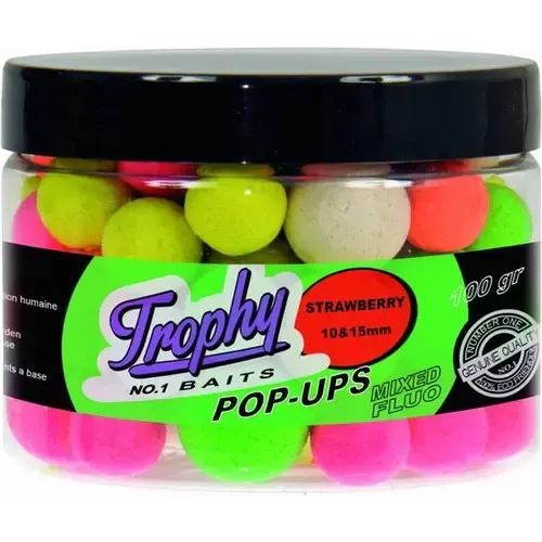 Trophy Baits Pop-Up Boilies Strawberry 10/15MM 70g - karperaas