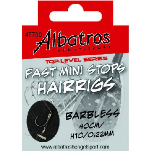 Albatros Fast Mini Stops Hairrigs Barbless – Kant-en-klare onderlijn met hair en mini stop