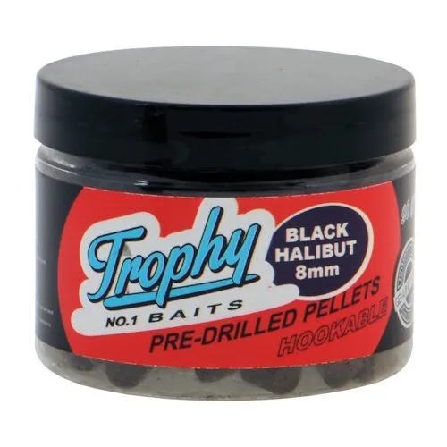 Trophy Baits Pre-Drilled Black Halibut Pellets Trophy Baits Pre-Drilled Black Halibut Pellets