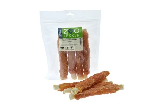 Zoolekker Rawhide stick met kip 18 cm