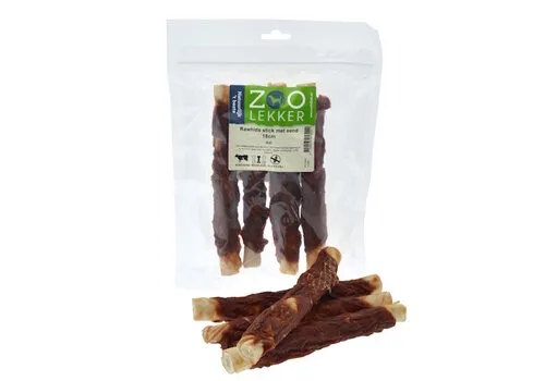 Zoolekker Rawhide stick met eend 18 cm