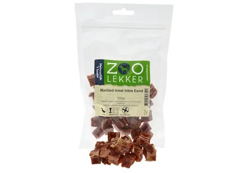 Zoolekker Marbled meat bites Eend 100 Gram