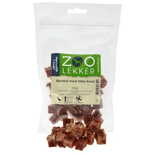 Zoolekker Marbled meat bites Eend 100 Gram
