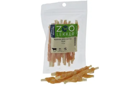 Zoolekker Rawhide stick met kip 12 cm
