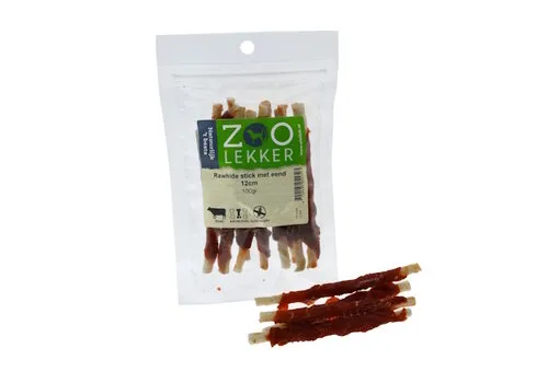 Zoolekker Rawhide stick met eend 12 cm