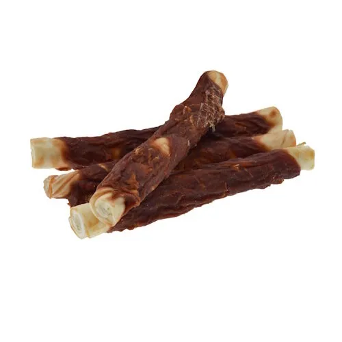 Zoolekker Rawhide stick met eend 18 cm bulk