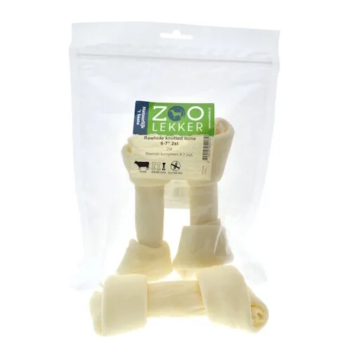 Zoolekker Rawhide knotted bone 15-18 cm 2 stuks