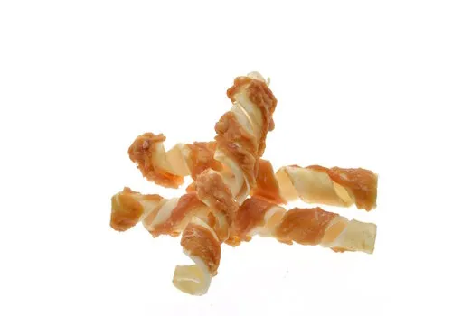 Zoolekker Rawhide Spiral wit met kip 18cm bulk