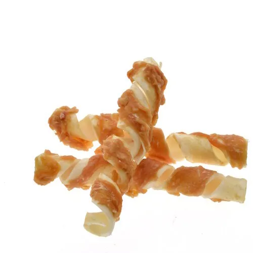 Zoolekker Rawhide Spiral wit met kip 18cm bulk