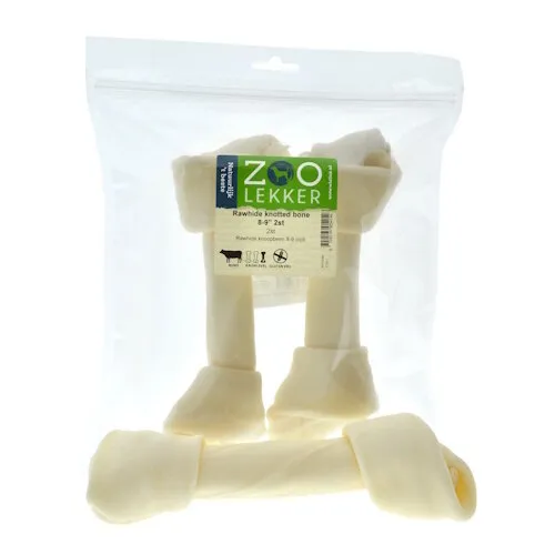 Zoolekker Rawhide knotted bone hondensnack 8-9 inch - 2 stuks