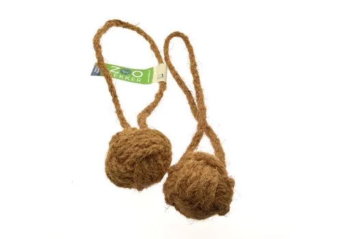 Zoolekker Cocos bal met touw M - hondenspeelgoed
